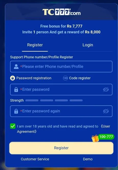 tc777 Game Registration